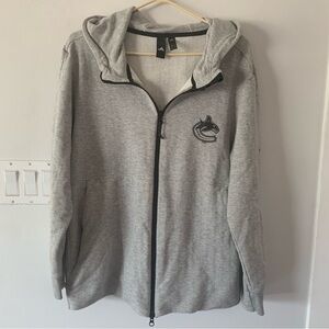Adidas Vancouver Canucks Grey Houndstooth Hoodie Zip Mens Large L